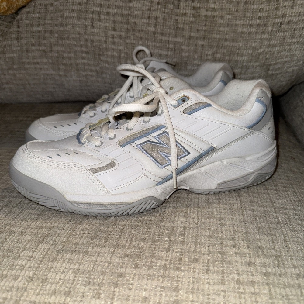 New Balance 653‎ Women's Size 11 White Blue Chunky Tennis Shoes Sneakers
